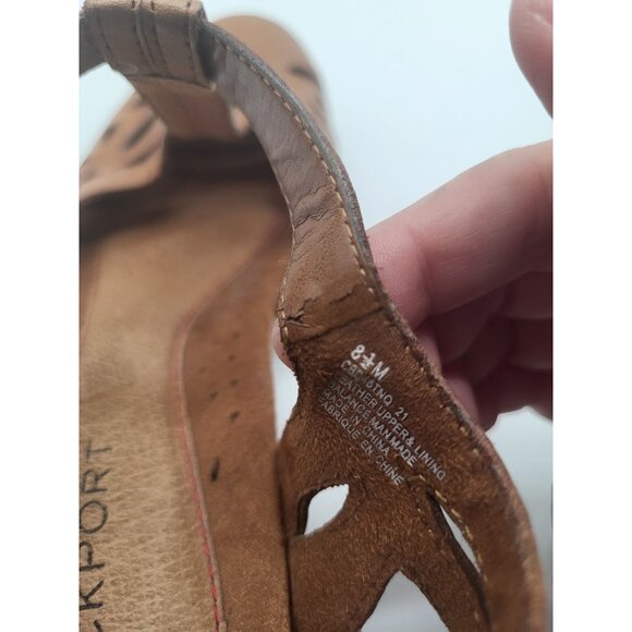 ROCKPORT Women's SZ 8.5 Brynn Brown Leather T-Strap Mary Jane comfort sandal - Picture 7 of 8